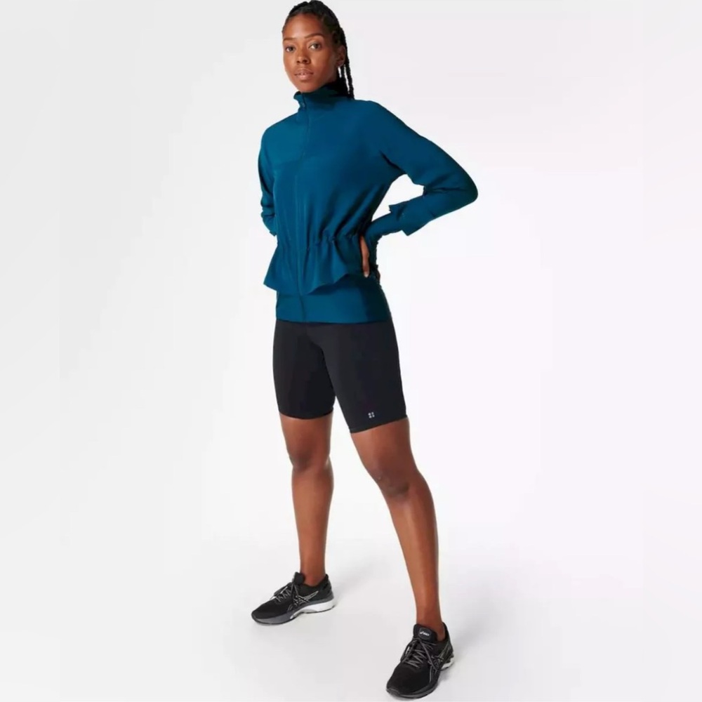 Sweaty Betty Fast Track Running Jacket Reflective Blue Mesh Size 12 XL